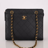 Vintage Chanel 1997 24K GP Caviar Chain Zip Mini Tote - FashioNica