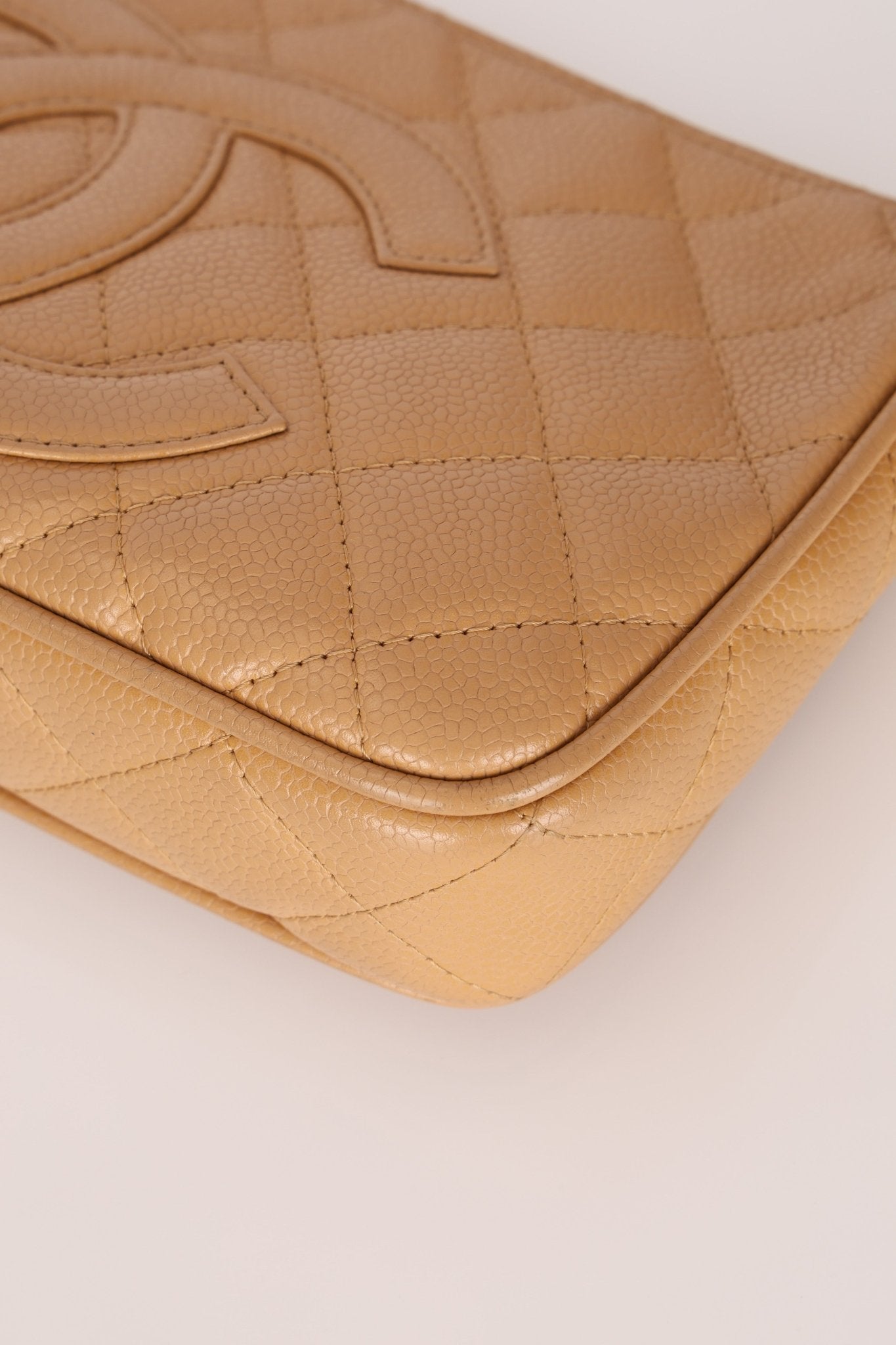 Vintage Chanel 2009 Caviar Timeless Beige Pochette - FashioNica