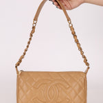 Vintage Chanel 2009 Caviar Timeless Beige Pochette - FashioNica