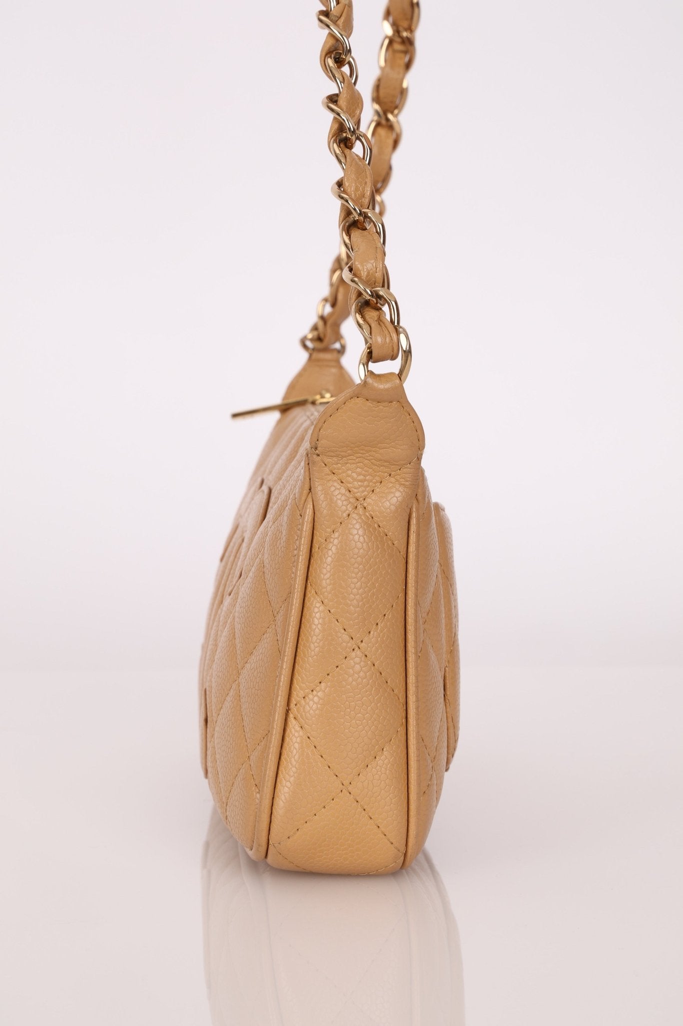 Vintage Chanel 2009 Caviar Timeless Beige Pochette - FashioNica