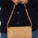 Vintage Chanel 2009 Caviar Timeless Beige Pochette - FashioNica
