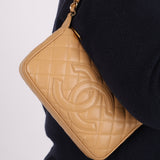 Vintage Chanel 2009 Caviar Timeless Beige Pochette - FashioNica