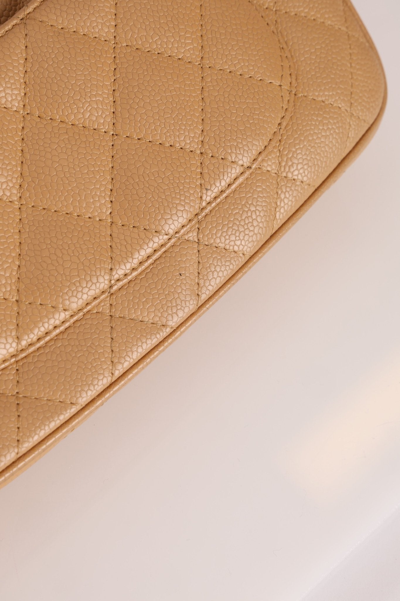 Vintage Chanel 2009 Caviar Timeless Beige Pochette - FashioNica