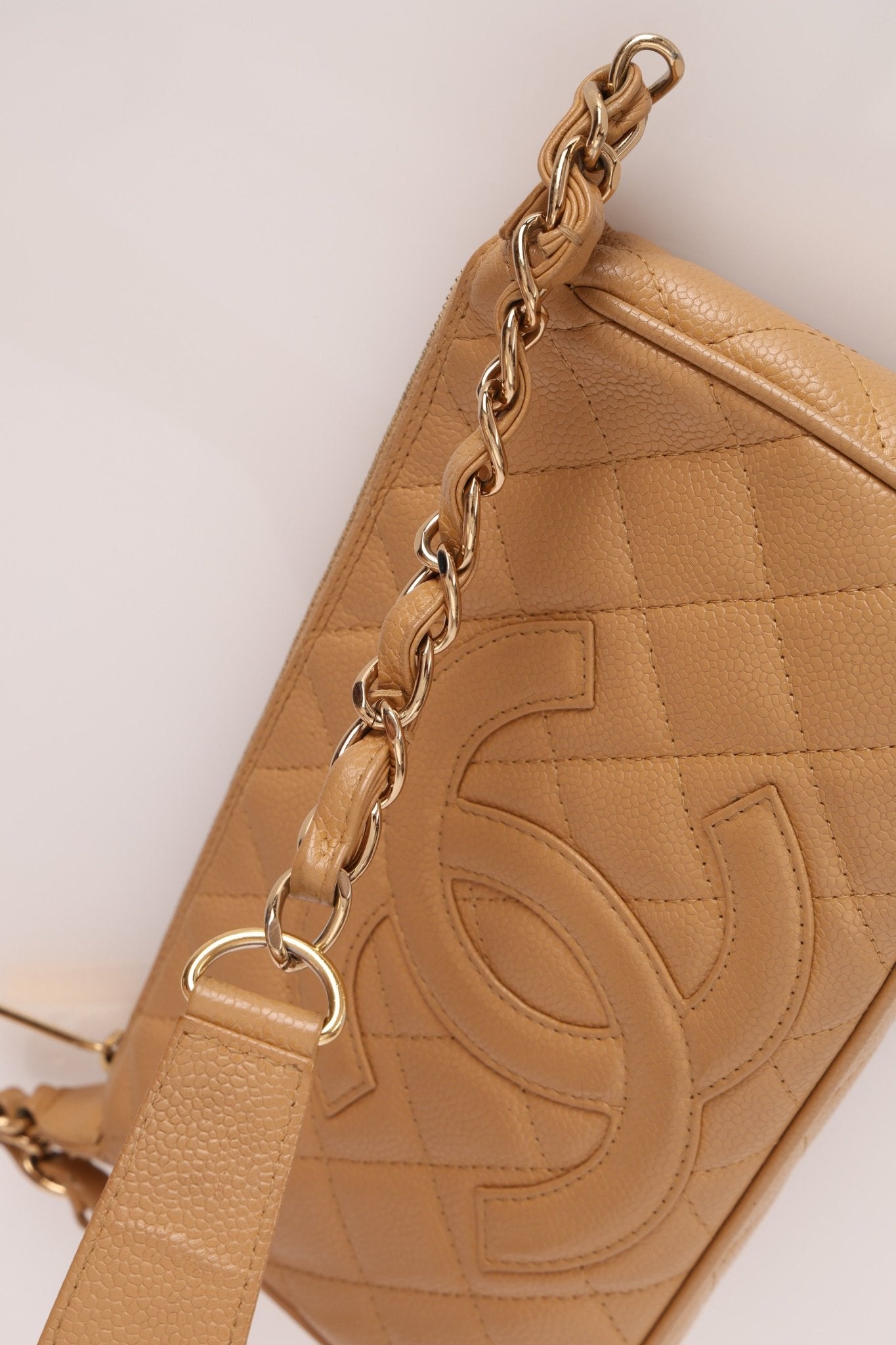 Vintage Chanel 2009 Caviar Timeless Beige Pochette - FashioNica