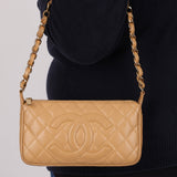 Vintage Chanel 2009 Caviar Timeless Beige Pochette - FashioNica