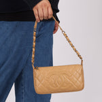 Vintage Chanel 2009 Caviar Timeless Beige Pochette - FashioNica