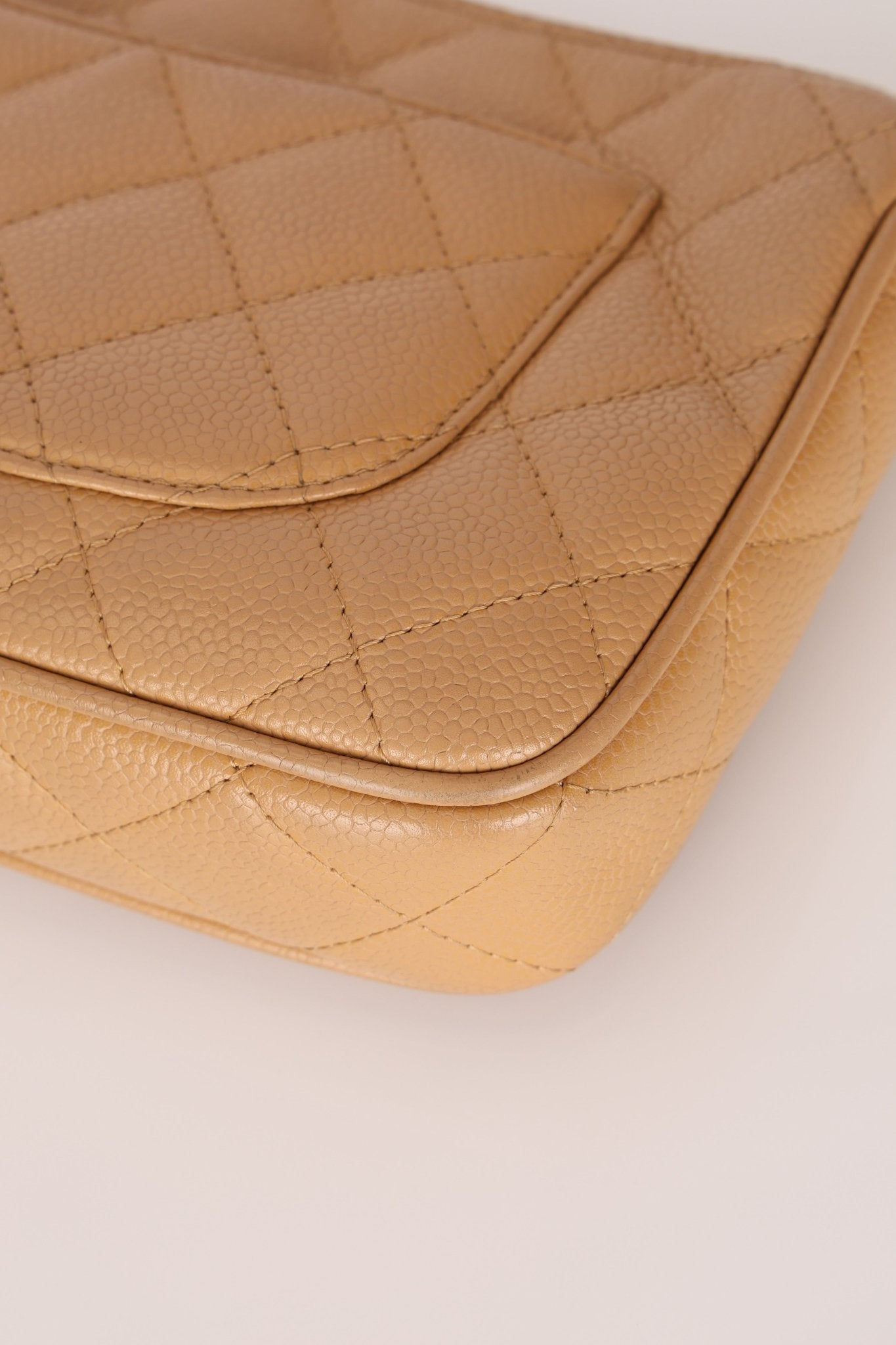 Vintage Chanel 2009 Caviar Timeless Beige Pochette - FashioNica