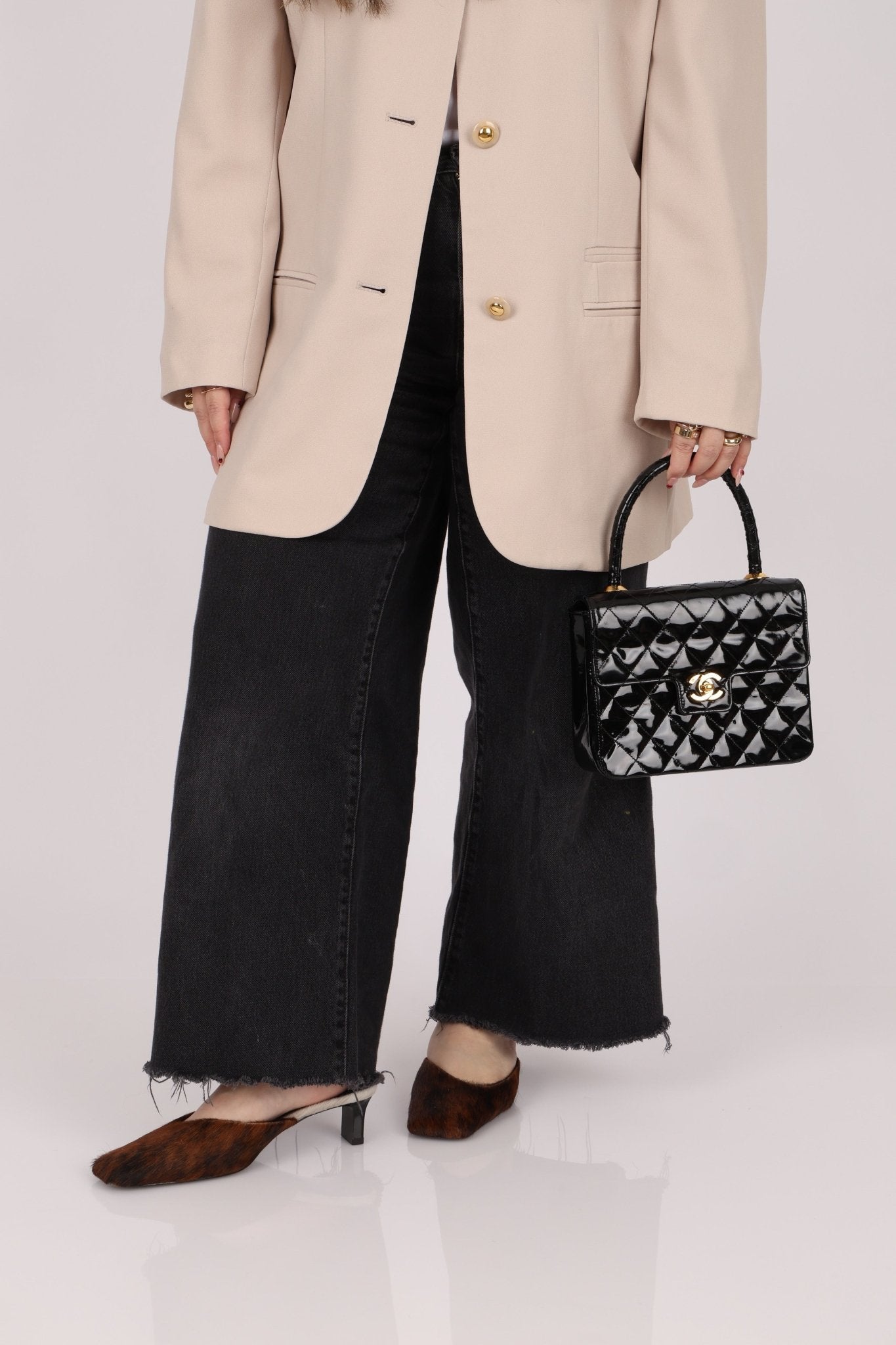 Vintage Chanel 24K GP Patent Kelly Top Handle - FashioNica