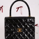 Vintage Chanel 24K GP Patent Kelly Top Handle - FashioNica