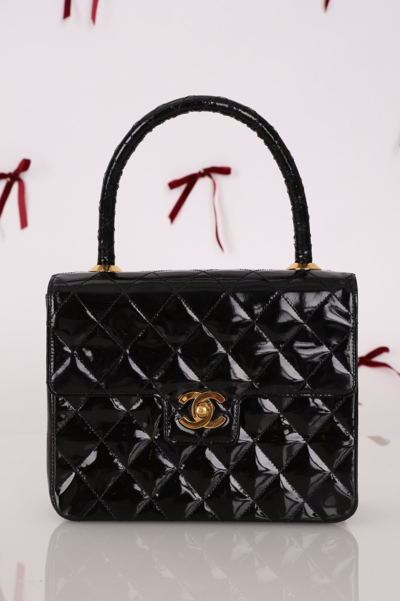 Vintage Chanel 24K GP Patent Kelly Top Handle - FashioNica