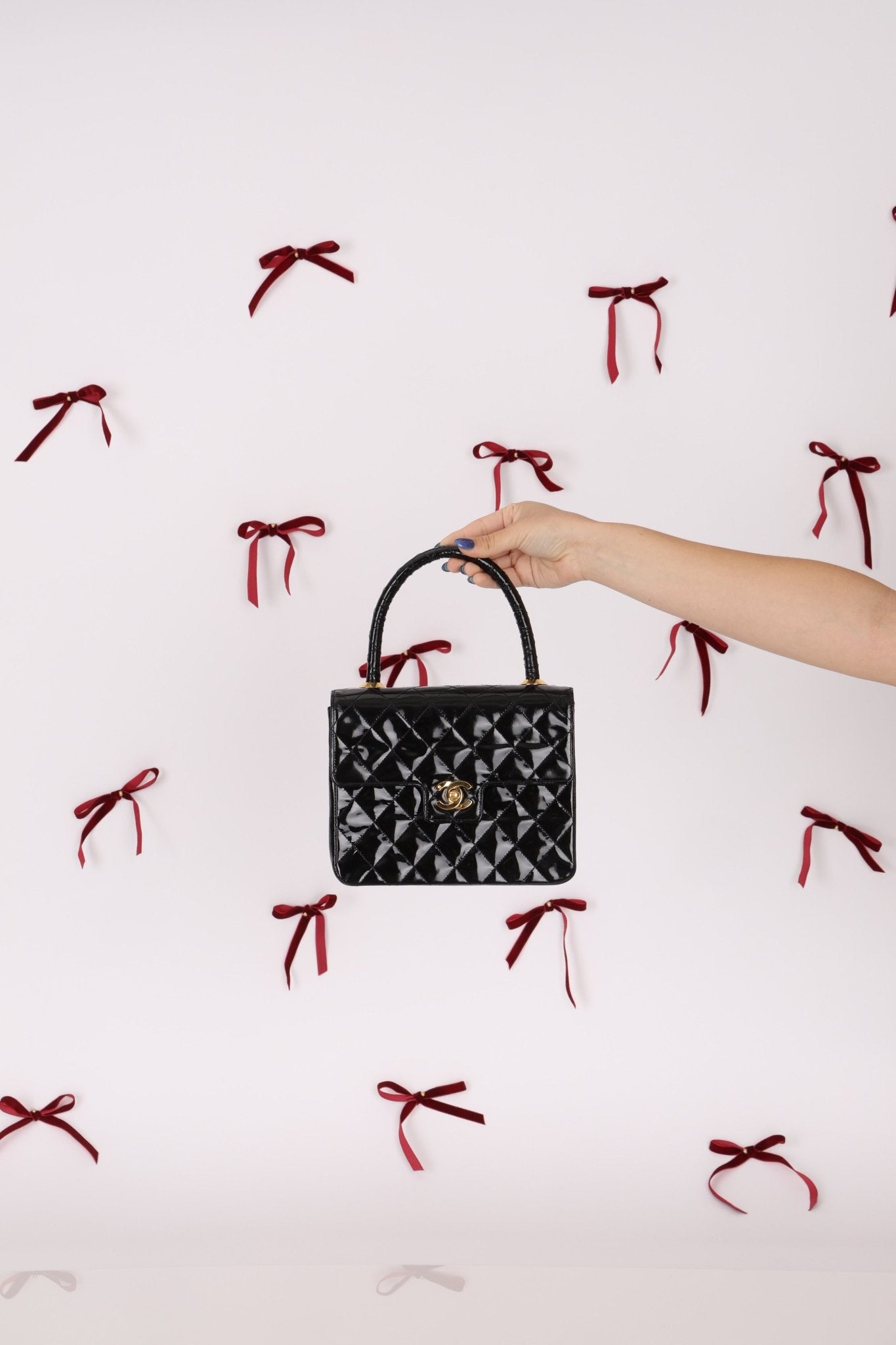 Vintage Chanel 24K GP Patent Kelly Top Handle - FashioNica