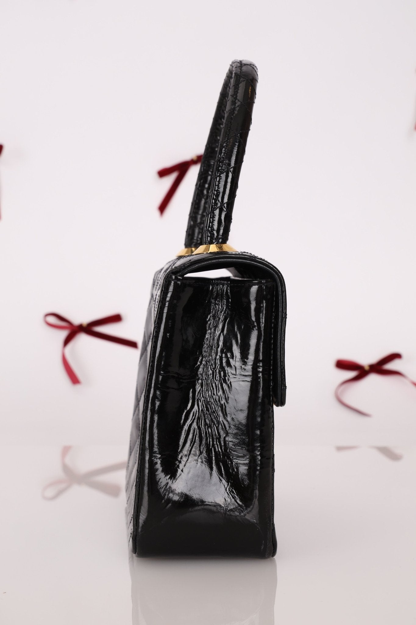 Vintage Chanel 24K GP Patent Kelly Top Handle - FashioNica