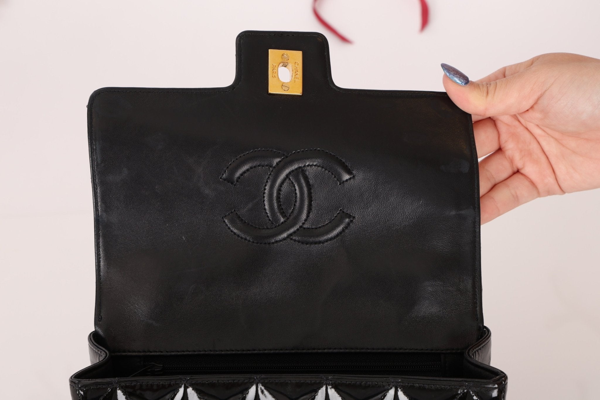 Vintage Chanel 24K GP Patent Kelly Top Handle - FashioNica