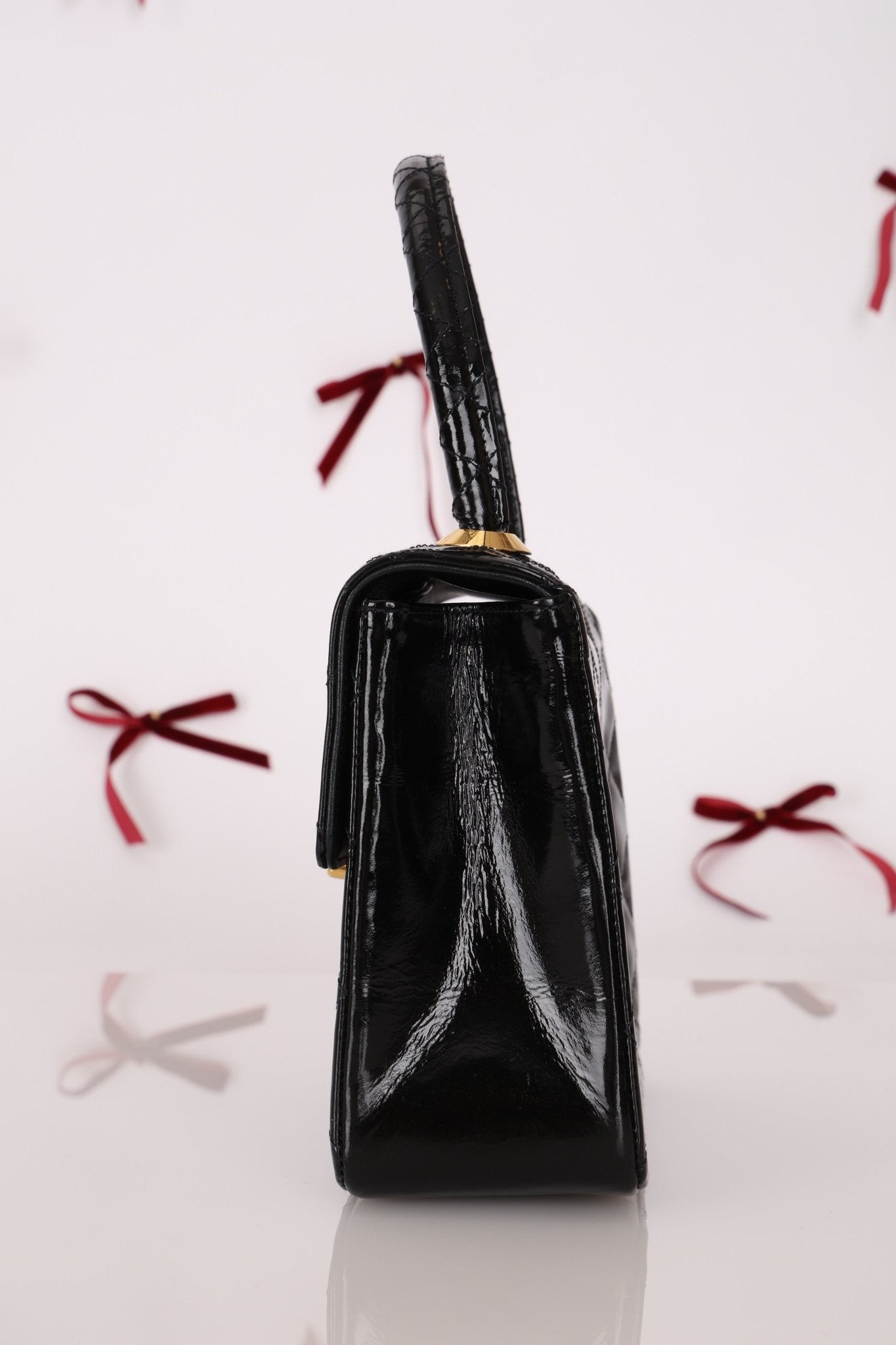 Vintage Chanel 24K GP Patent Kelly Top Handle - FashioNica