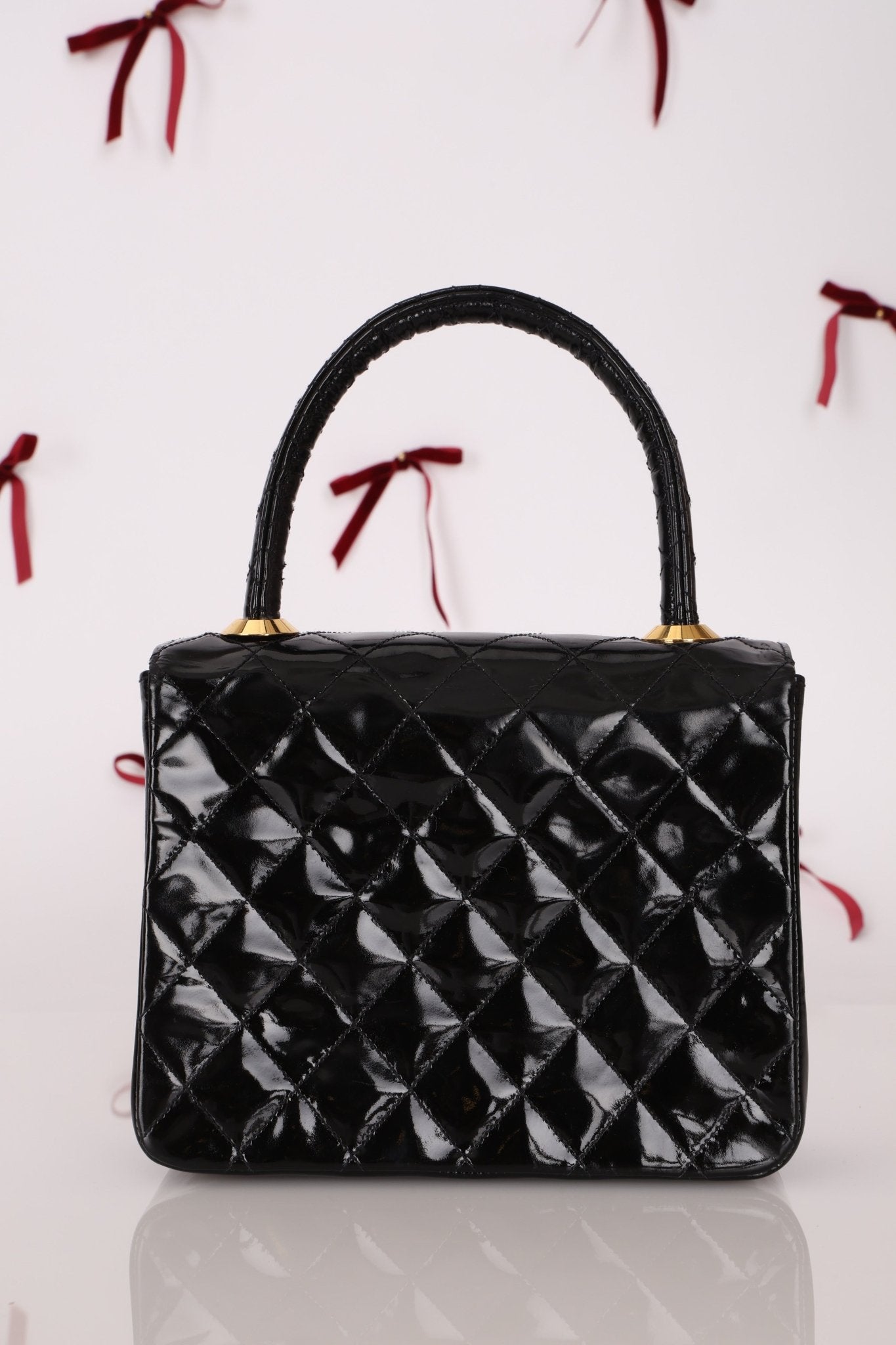 Vintage Chanel 24K GP Patent Kelly Top Handle - FashioNica