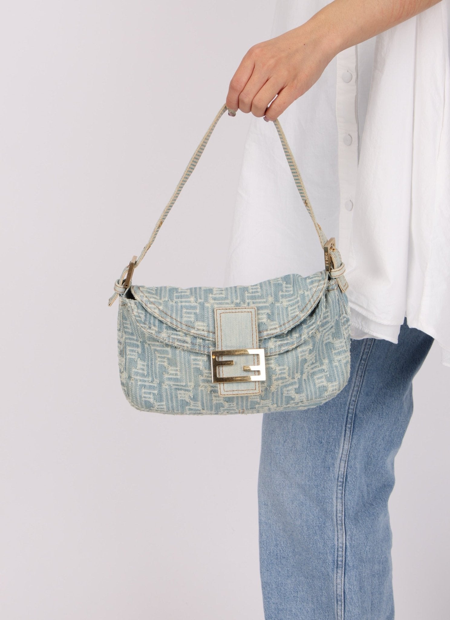 Vintage Fendi Denim Baguette - FashioNica