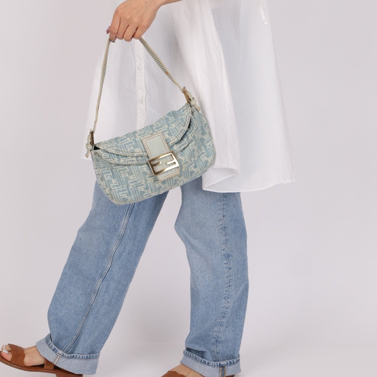 Vintage Fendi Denim Baguette - FashioNica