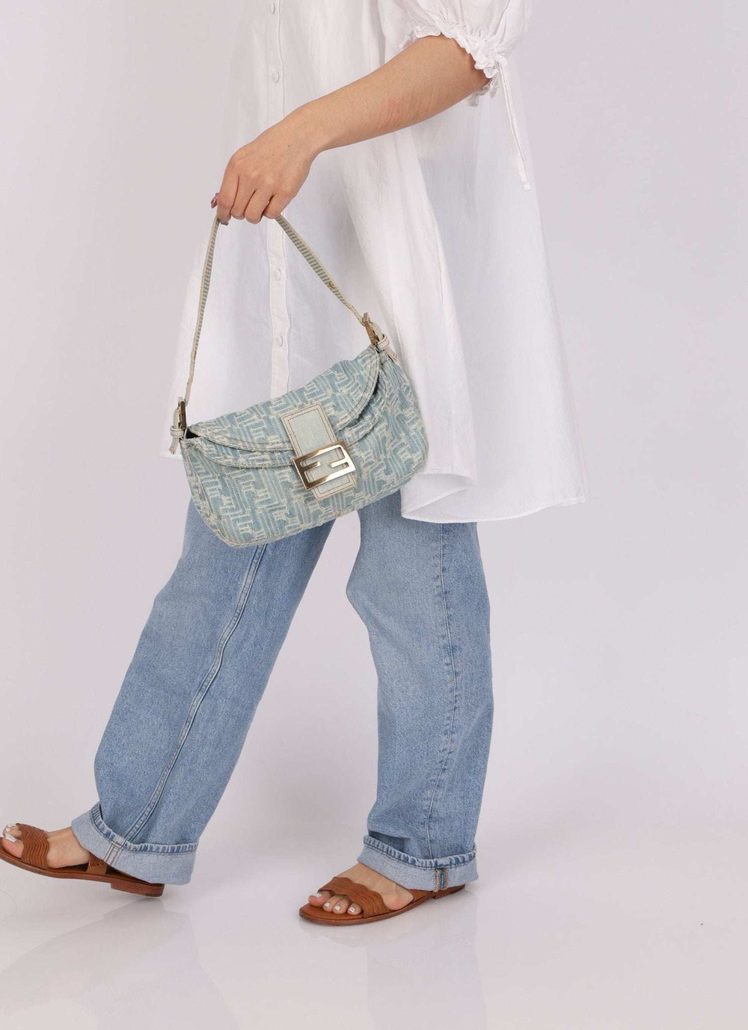 Vintage Fendi Denim Baguette - FashioNica