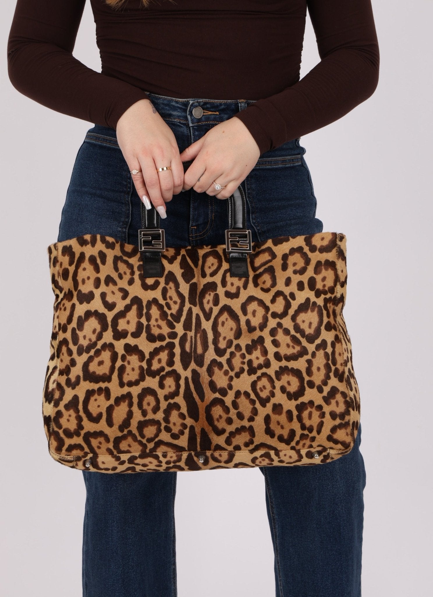 Vintage Fendi Jaguar Print Pony Hair Large Tote - FashioNica