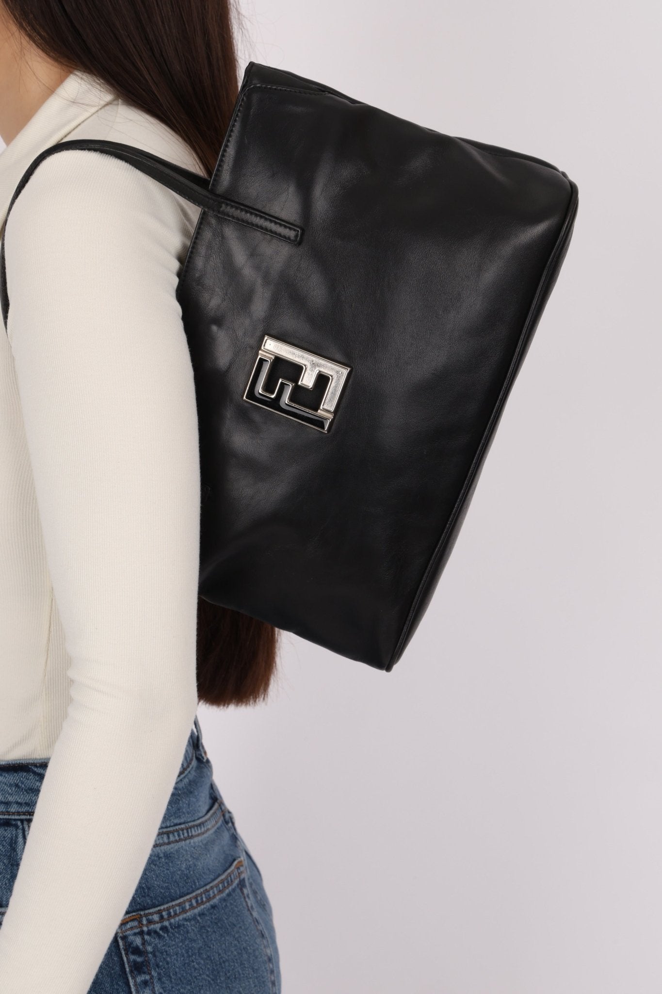 Vintage Fendi Leather Black Mini Tote - FashioNica