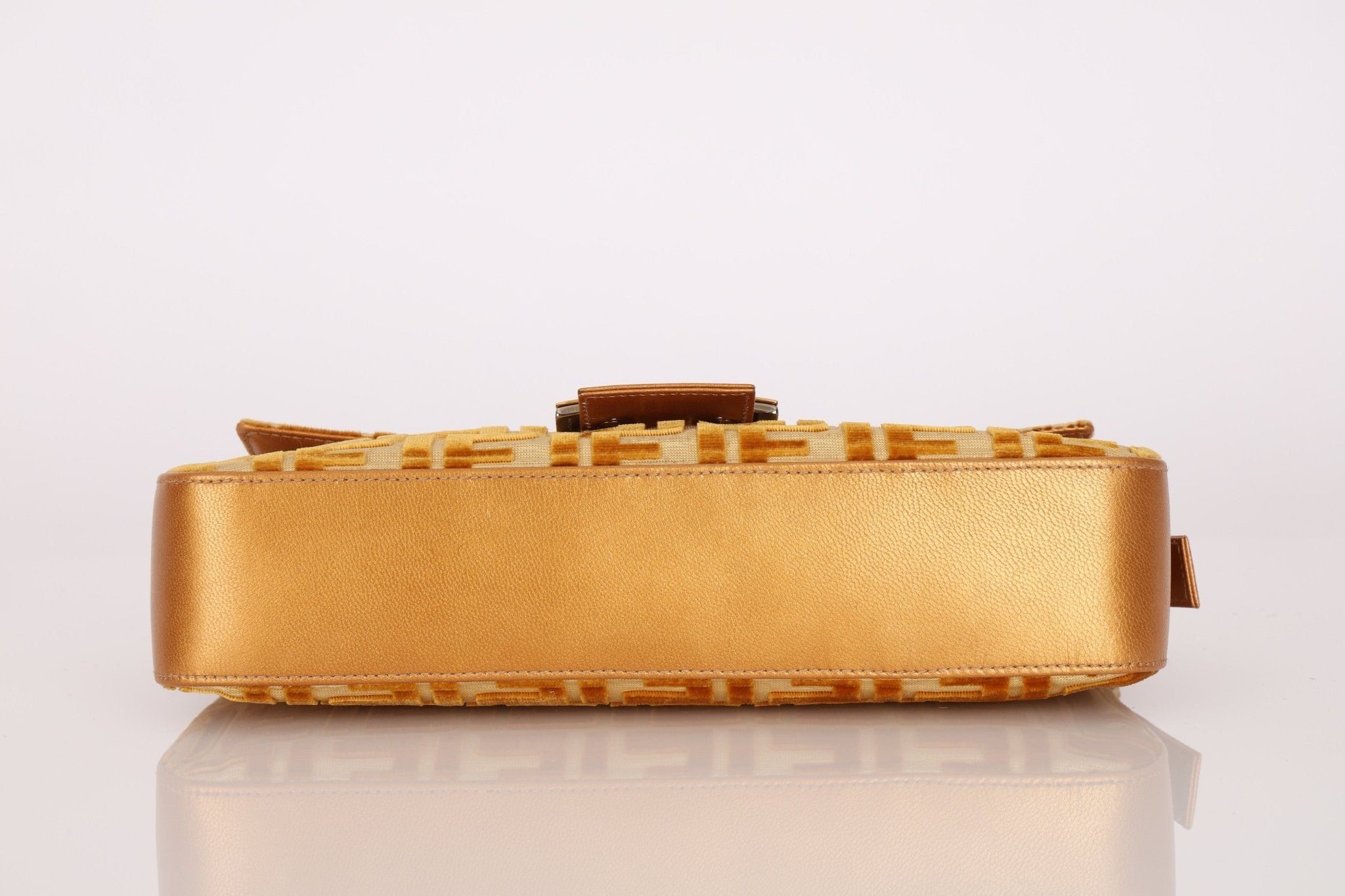 Vintage Fendi Mustard Velvet Zucca Baguette - FashioNica