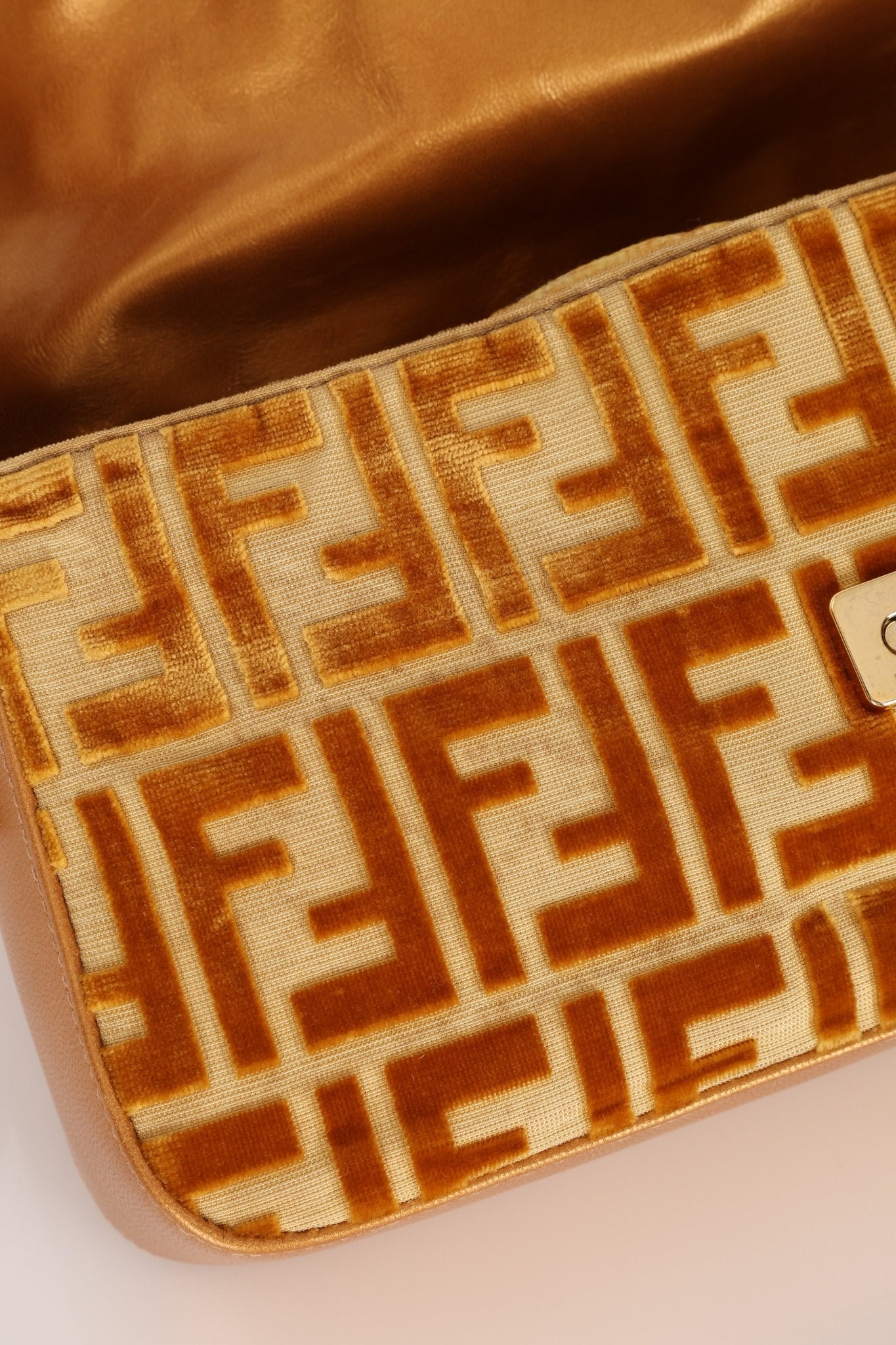 Vintage Fendi Mustard Velvet Zucca Baguette - FashioNica