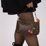 Vintage Limited Edition Louis Vuitton x Takashi Murakami Monogram Cerises Pochette - FashioNica