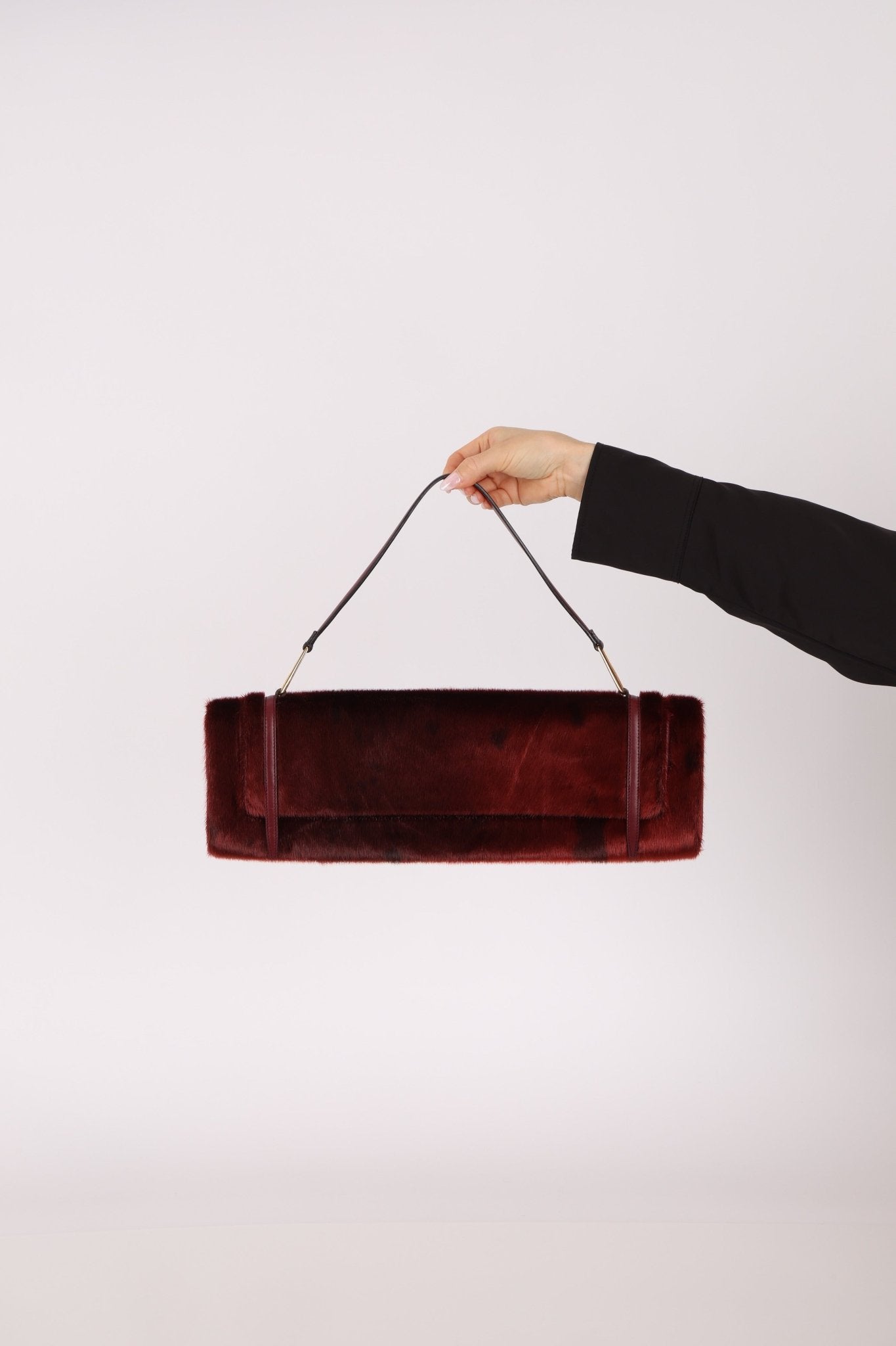 Vintage Loewe Bordeaux Ponyhair East West Bag - FashioNica