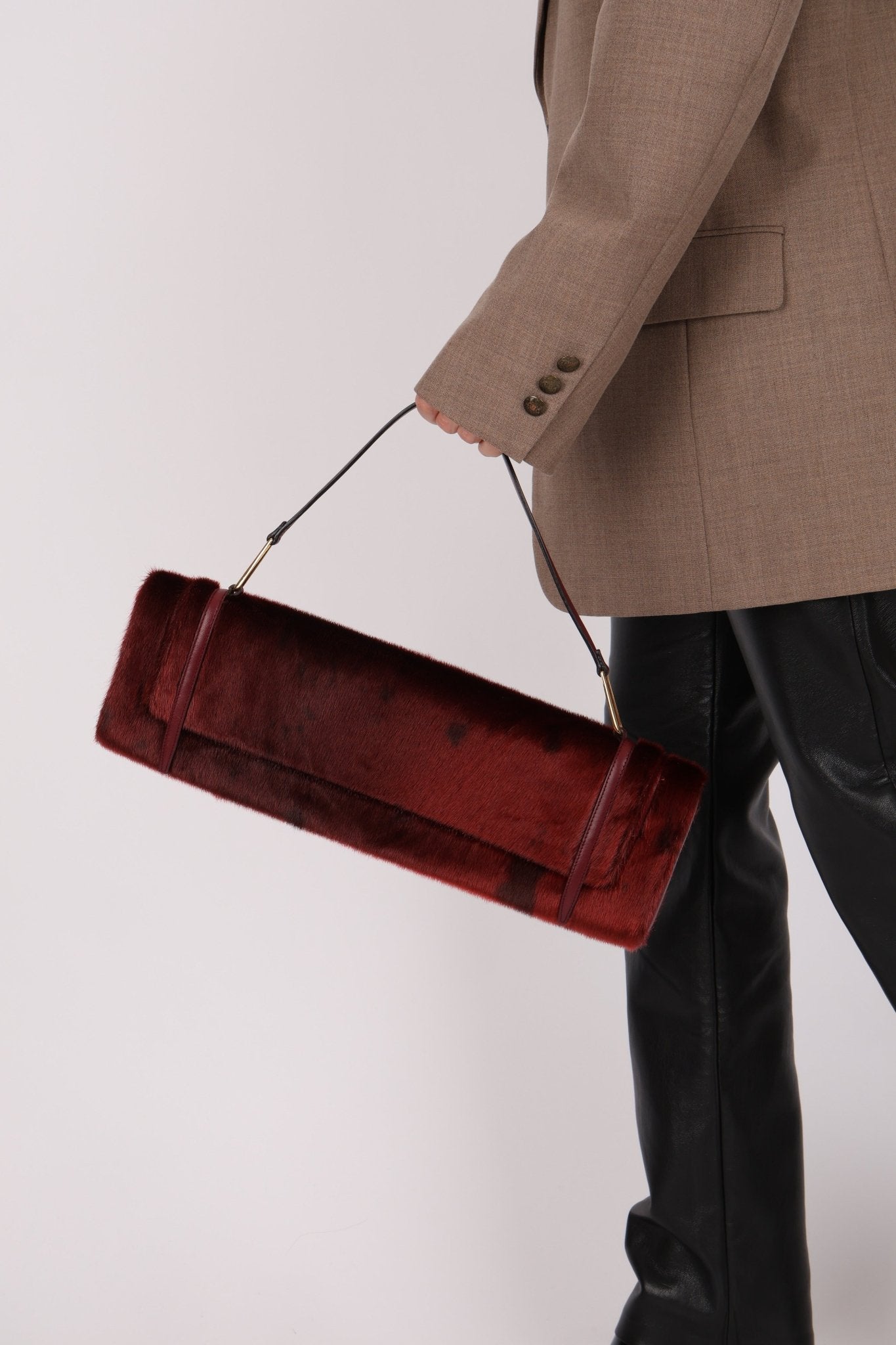 Vintage Loewe Bordeaux Ponyhair East West Bag - FashioNica