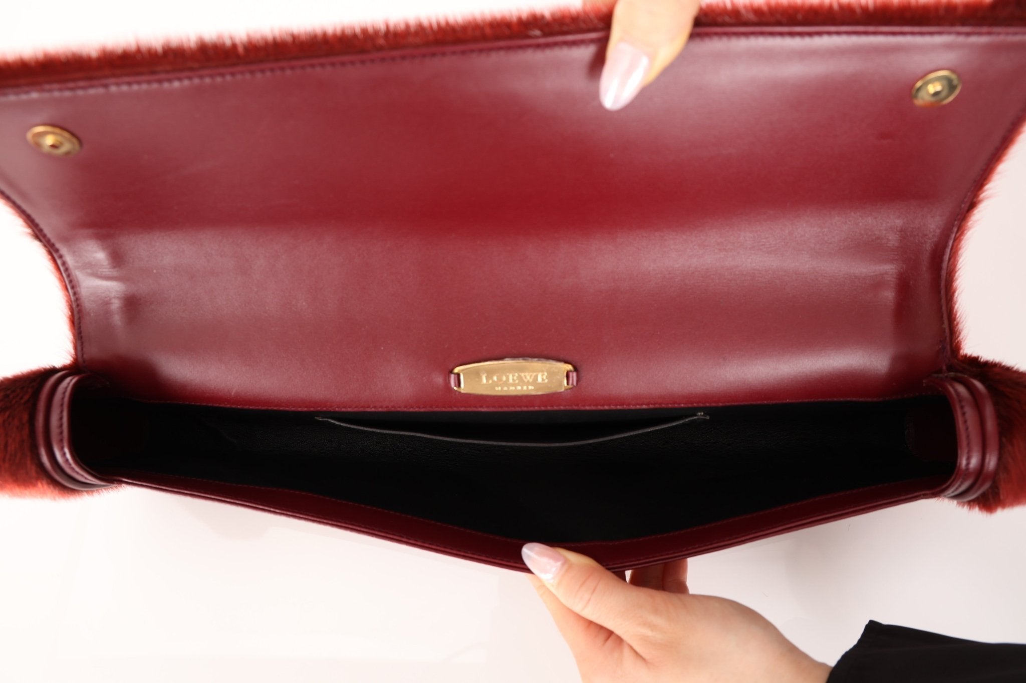 Vintage Loewe Bordeaux Ponyhair East West Bag - FashioNica