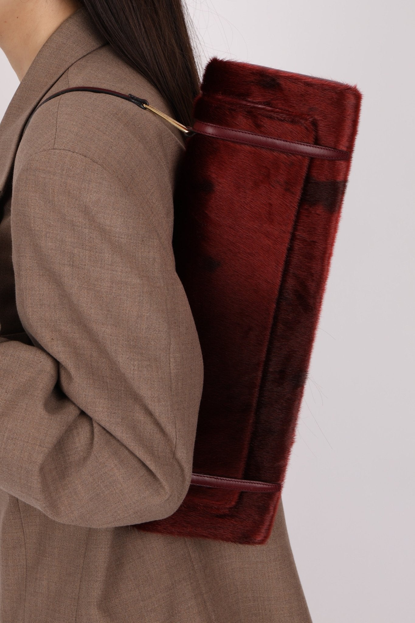 Vintage Loewe Bordeaux Ponyhair East West Bag - FashioNica