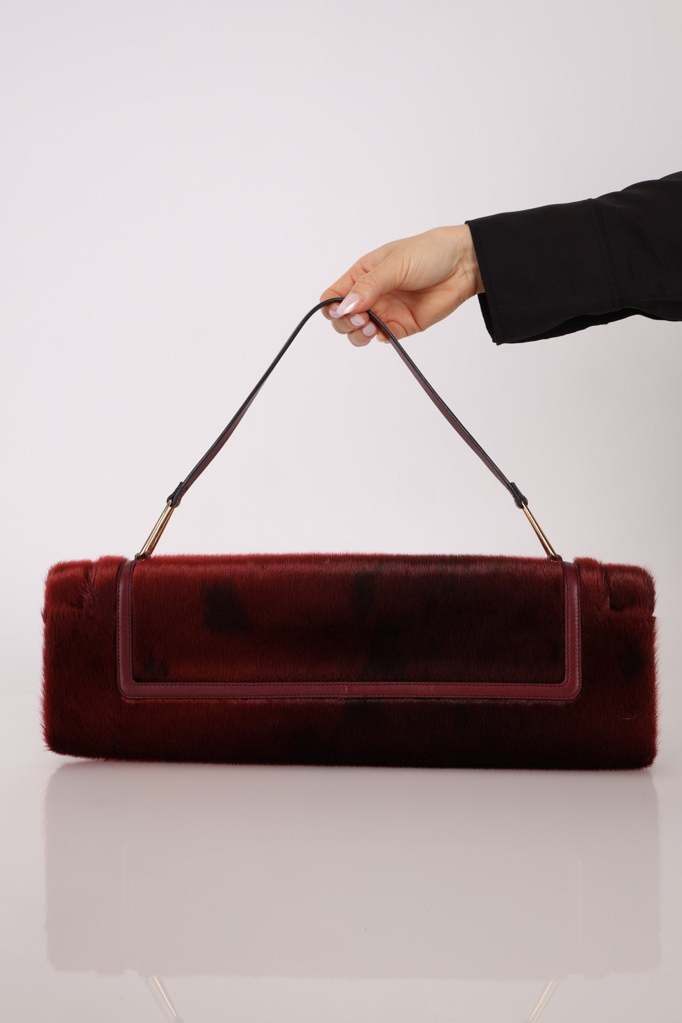 Vintage Loewe Bordeaux Ponyhair East West Bag - FashioNica