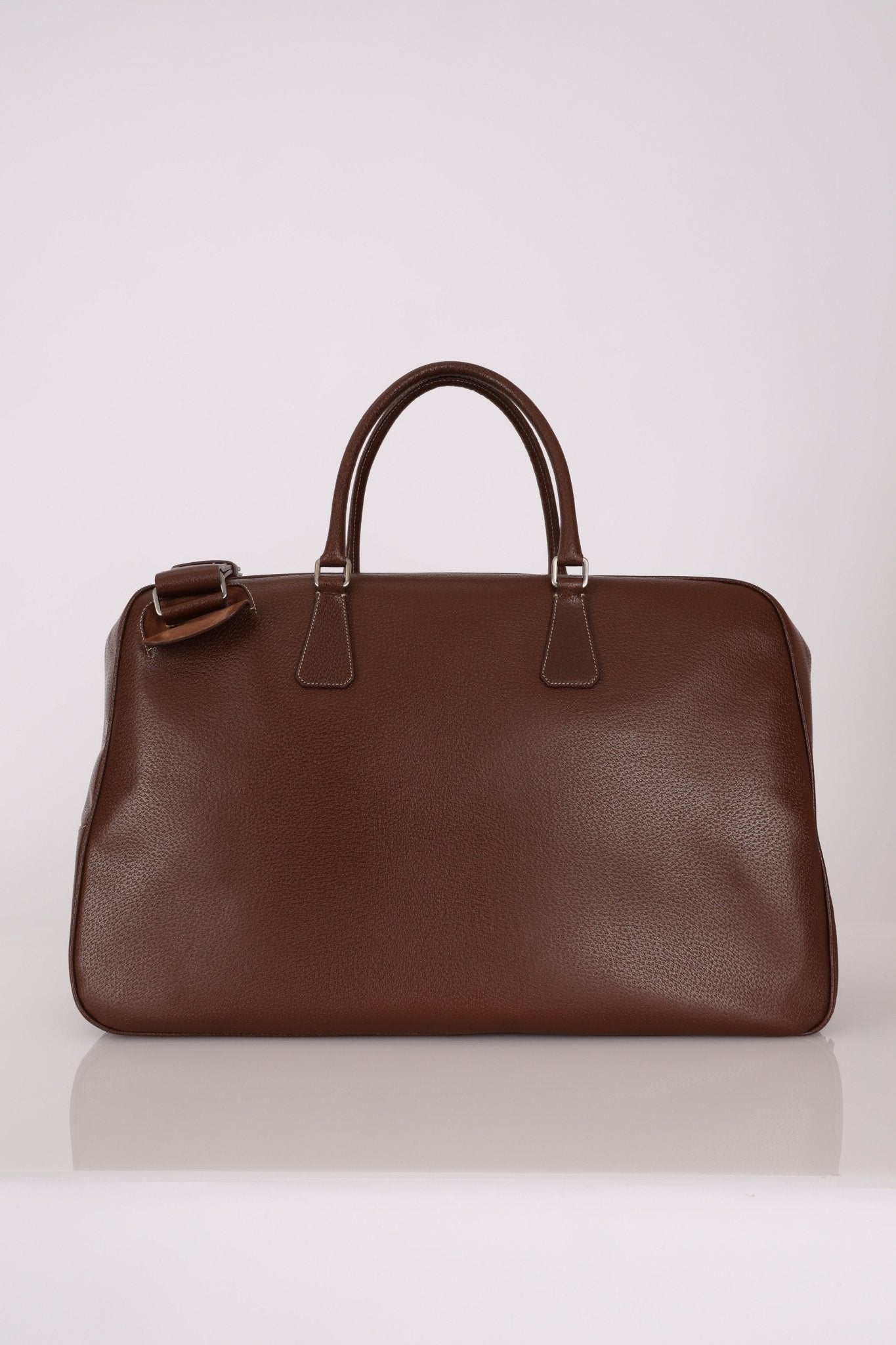 Vintage Prada Chocolate Leather Weekender Bag - FashioNica