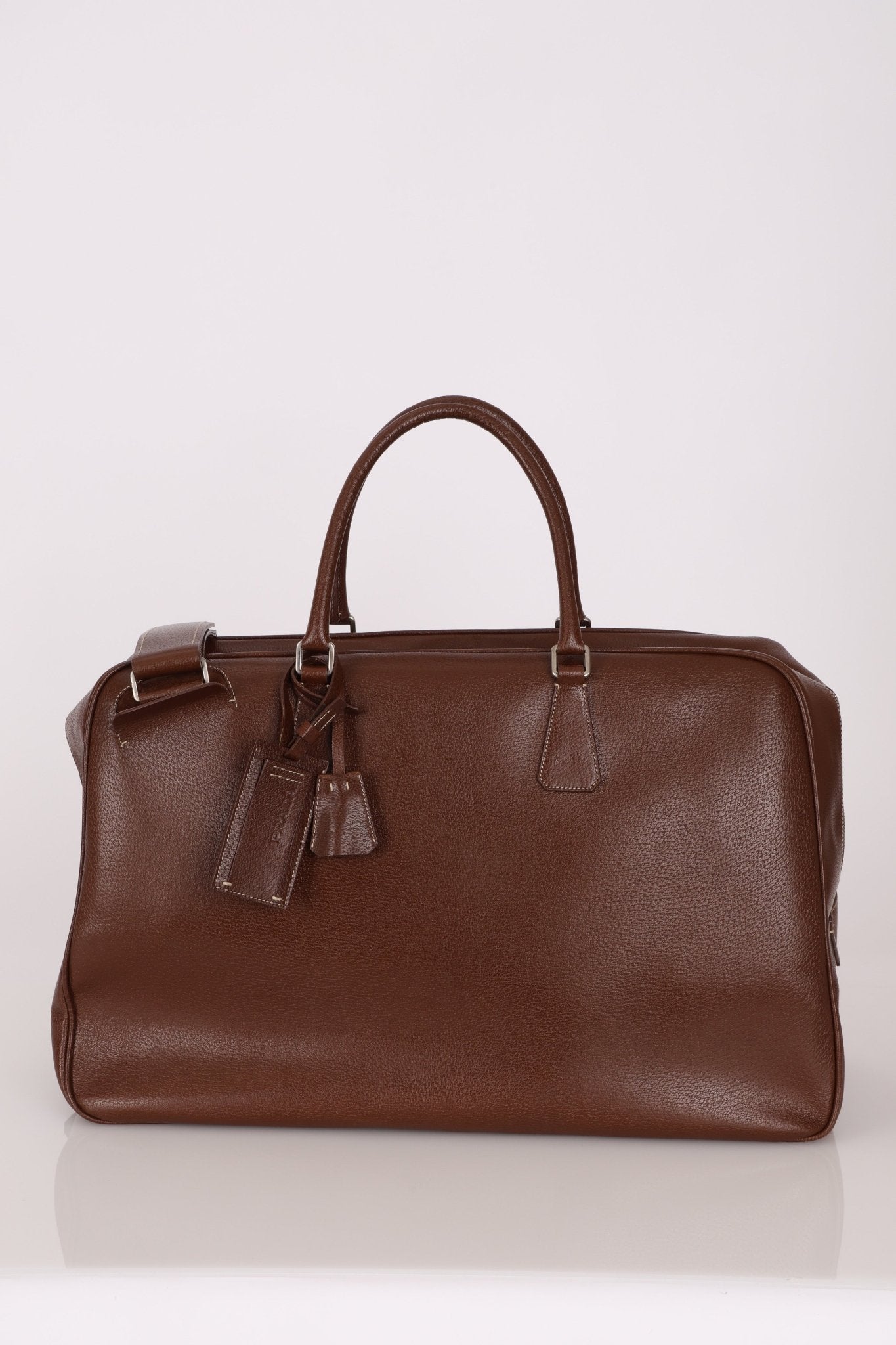 Vintage Prada Chocolate Leather Weekender Bag - FashioNica