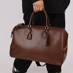 Vintage Prada Chocolate Leather Weekender Bag - FashioNica