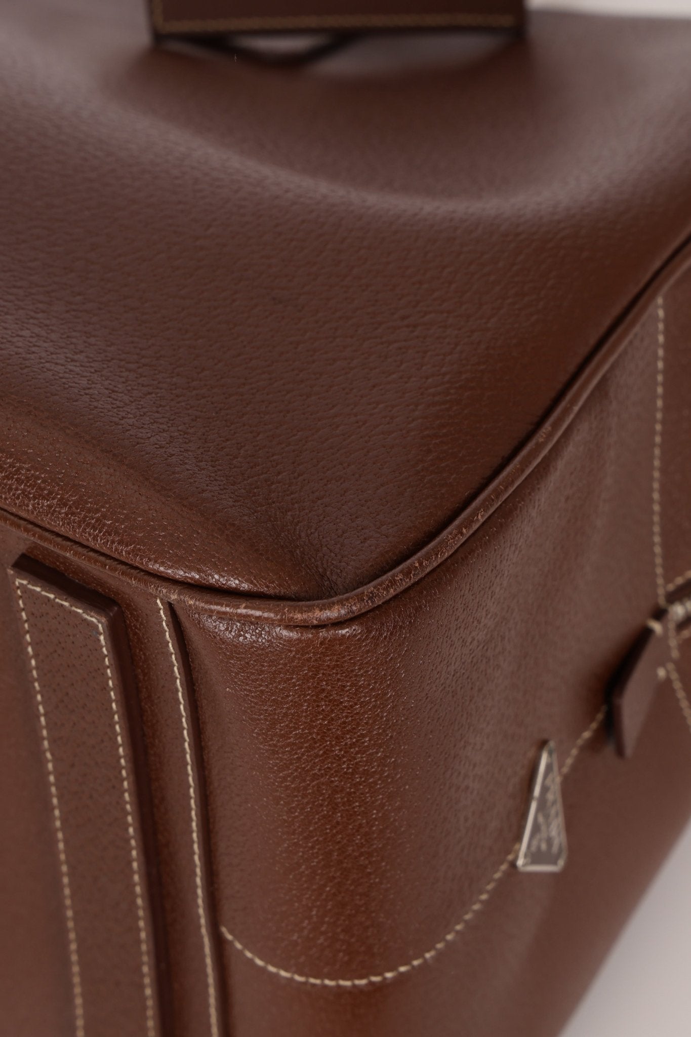 Vintage Prada Chocolate Leather Weekender Bag - FashioNica