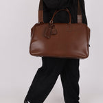 Vintage Prada Chocolate Leather Weekender Bag - FashioNica