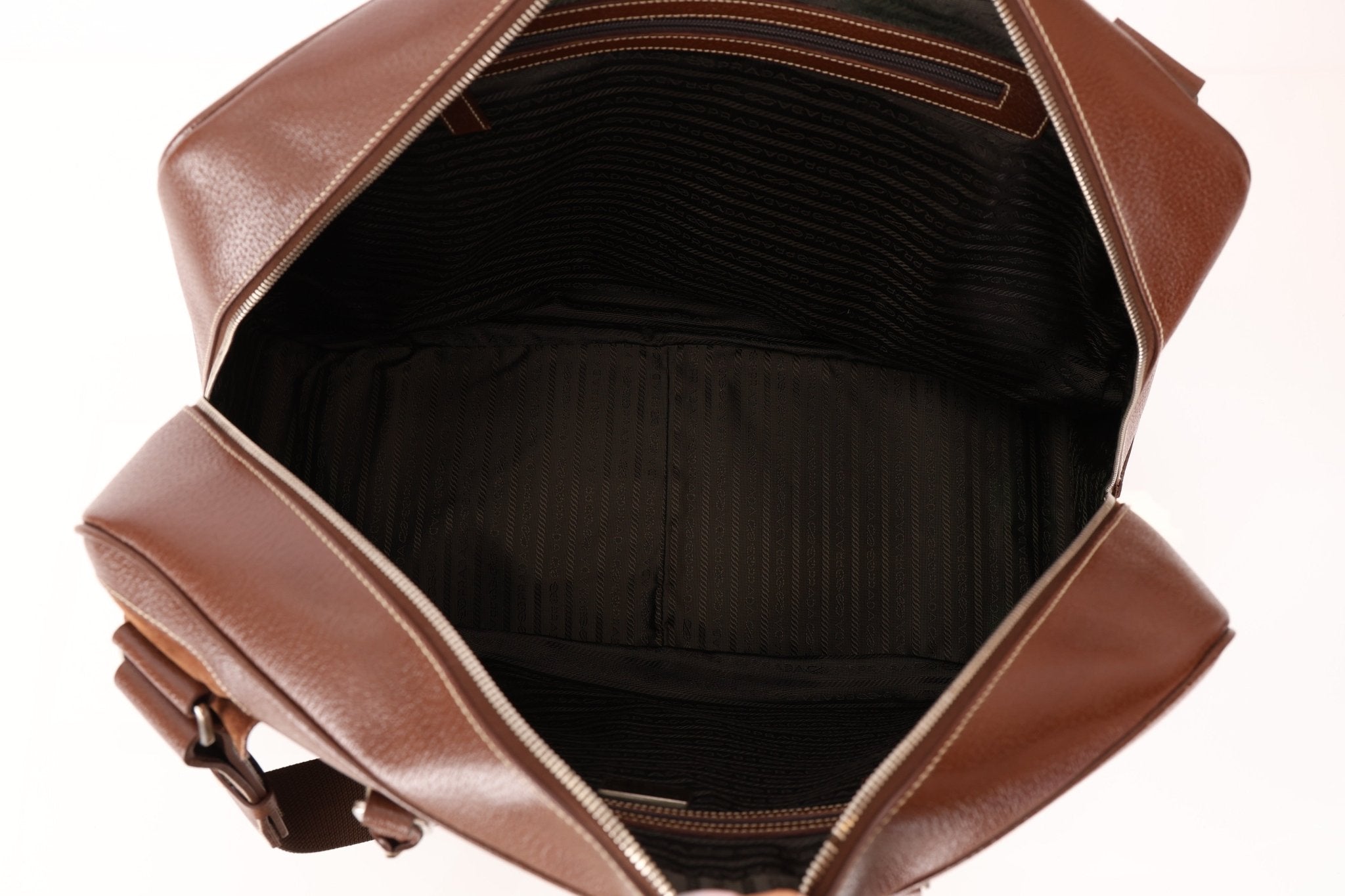 Vintage Prada Chocolate Leather Weekender Bag - FashioNica