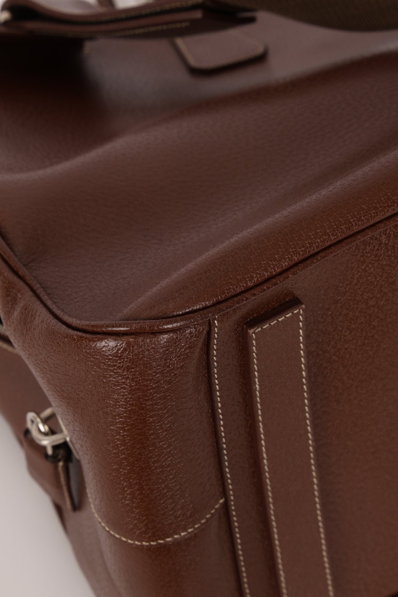 Vintage Prada Chocolate Leather Weekender Bag - FashioNica