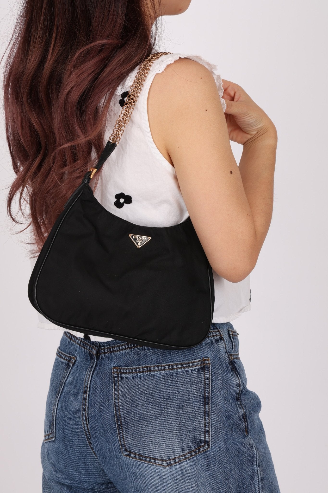 Vintage Prada Nylon Chain Pochette Cleo - FashioNica