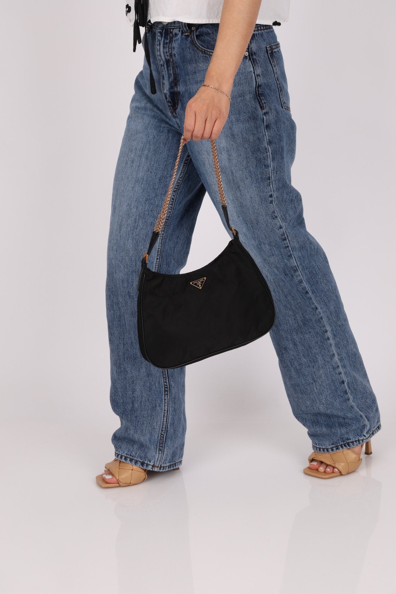 Vintage Prada Nylon Chain Pochette Cleo - FashioNica