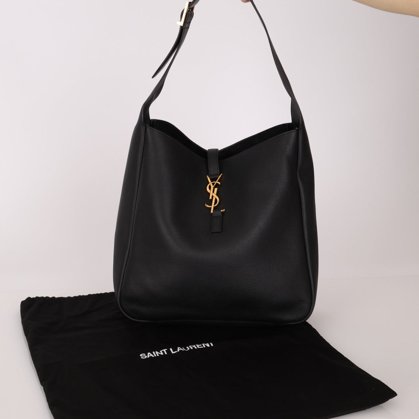 Yves Saint Laurent Le 5 A 7 Black Large Hobo Shoulder Bag - FashioNica