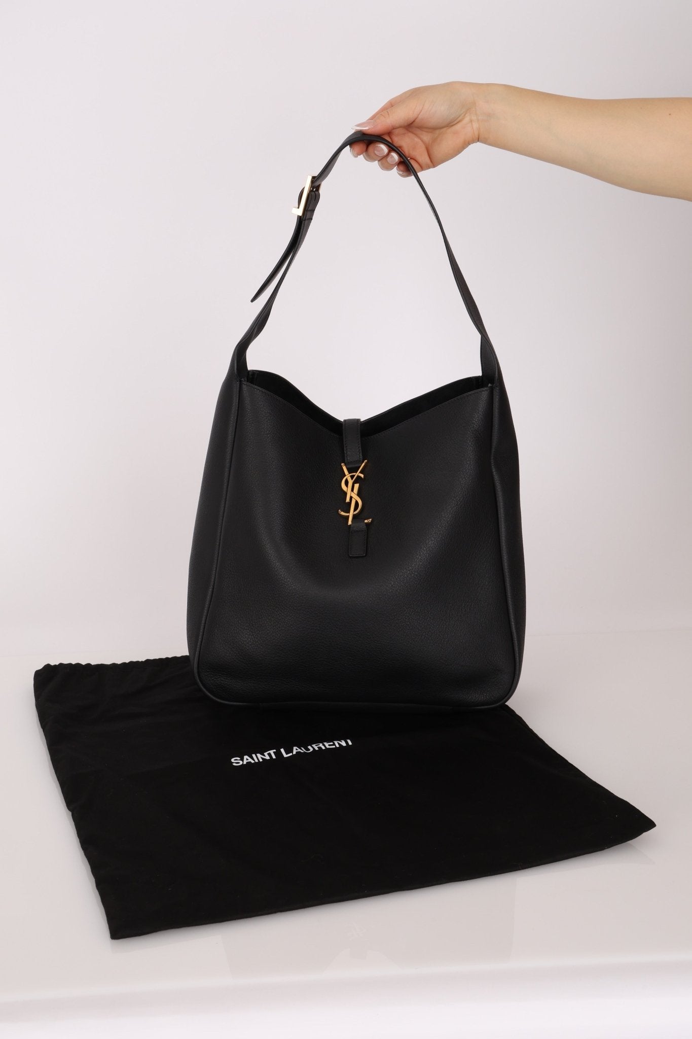 Yves Saint Laurent Le 5 A 7 Black Large Hobo Shoulder Bag - FashioNica