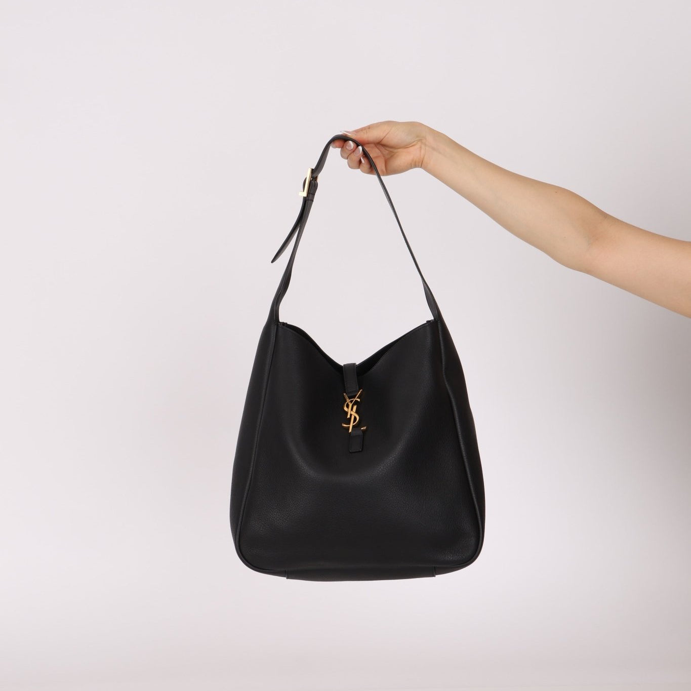 Yves Saint Laurent Le 5 A 7 Black Large Hobo Shoulder Bag - FashioNica