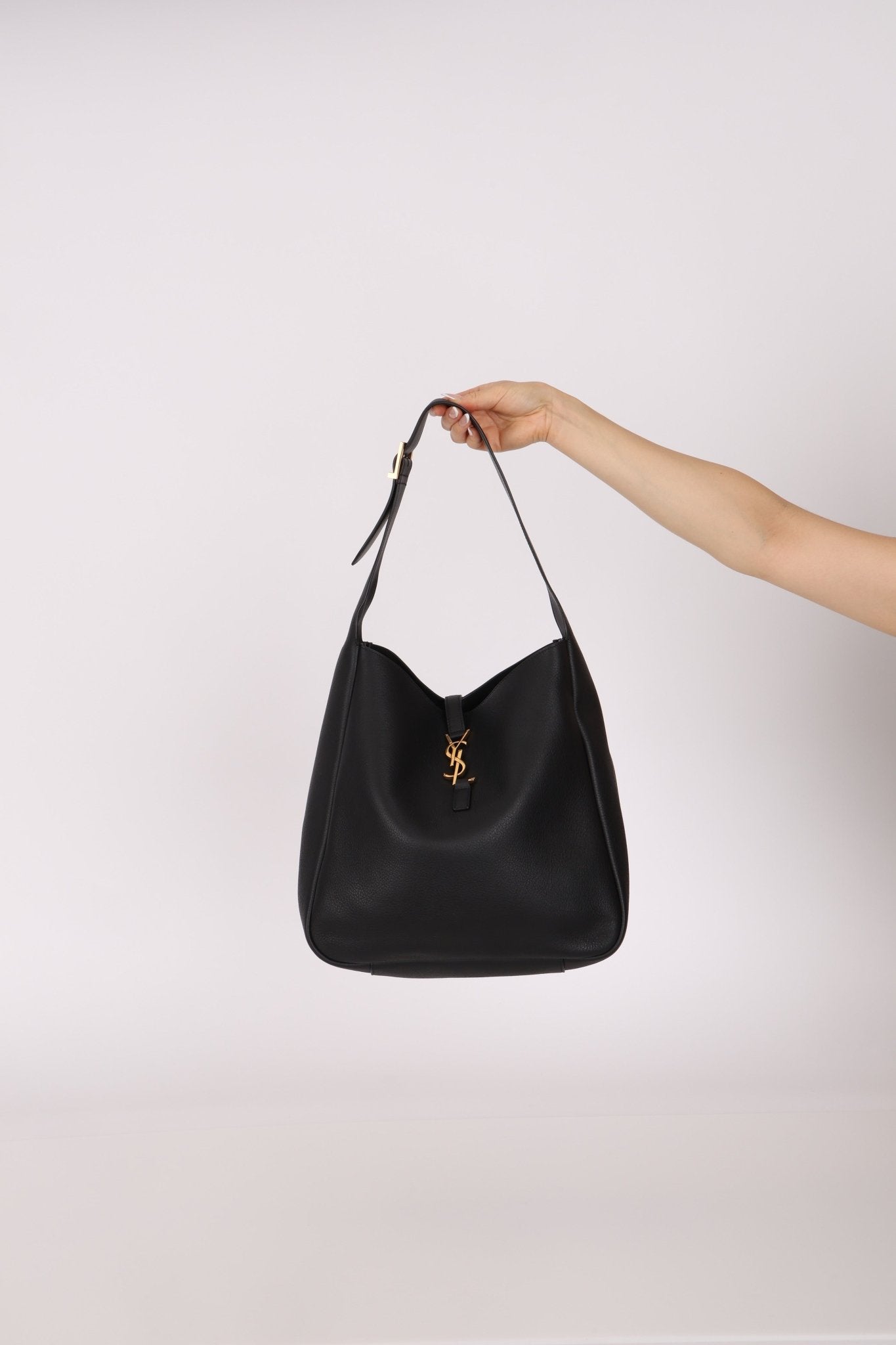 Yves Saint Laurent Le 5 A 7 Black Large Hobo Shoulder Bag - FashioNica