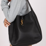 Yves Saint Laurent Le 5 A 7 Black Large Hobo Shoulder Bag - FashioNica
