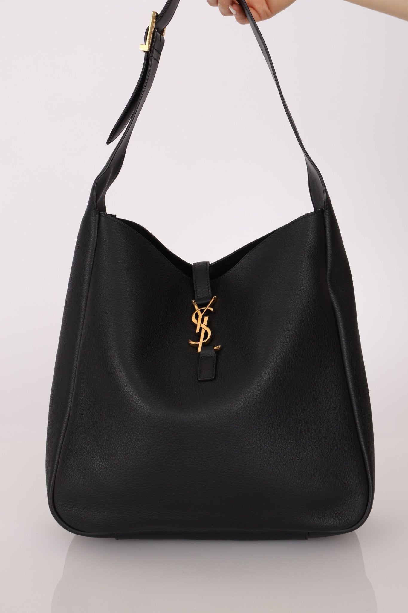 Yves Saint Laurent Le 5 A 7 Black Large Hobo Shoulder Bag - FashioNica