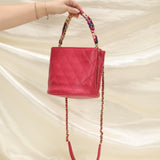 Chanel Caviar 2019 Scarf Chain Bucket Bag