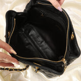 Chanel Lambskin Quilted Chain Shopper Tote