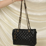 Chanel Lambskin Quilted Chain Shopper Tote